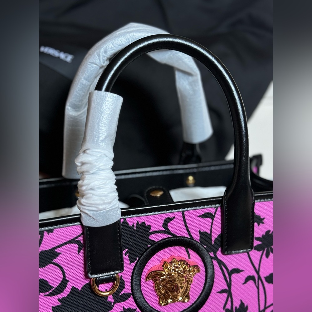 ***NIB & RARE VERSACE*** Floral Book Small Canvas Leather 2-Way Tote Bag LUXURY - Picture 9 of 15